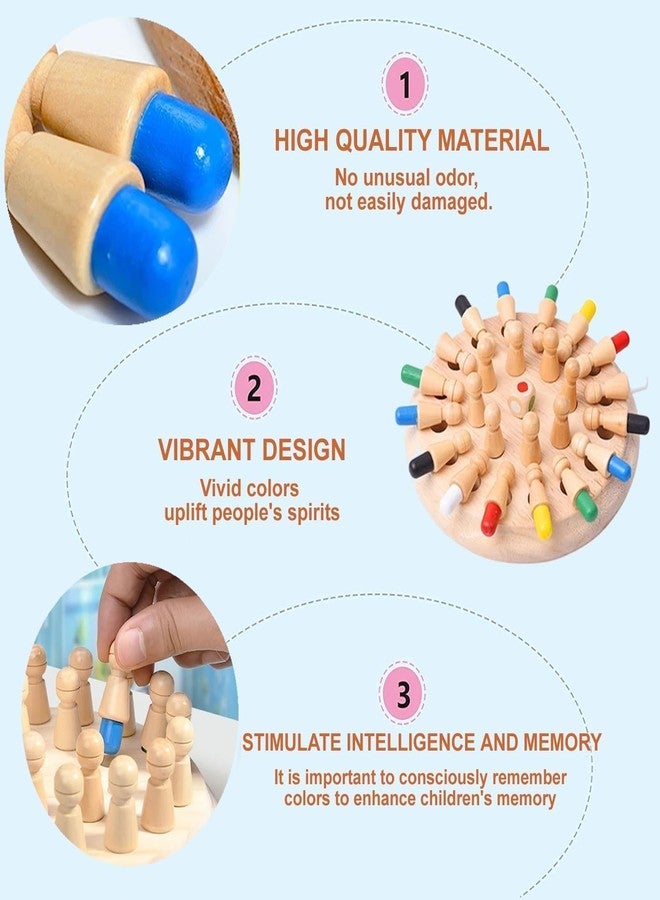 بلس بوينت لعبة شطرنج الذاكرة الخشبية من بلس بوينت + ألعاب لوحية عائلية للأطفال والكبار، لعبة تعليمية مونتيسوري لمرحلة ما قبل المدرسة للأطفال الصغار من عمر 3 سنوات فما فوق، هدية عيد ميلاد للأولاد والبنات - Image 4
